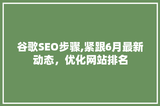 谷歌SEO步骤,紧跟6月最新动态，优化网站排名