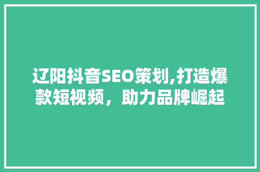辽阳抖音SEO策划,打造爆款短视频，助力品牌崛起