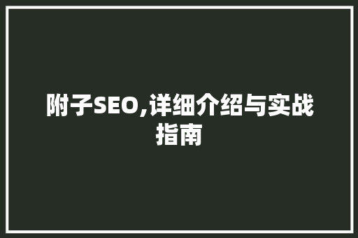 附子SEO,详细介绍与实战指南