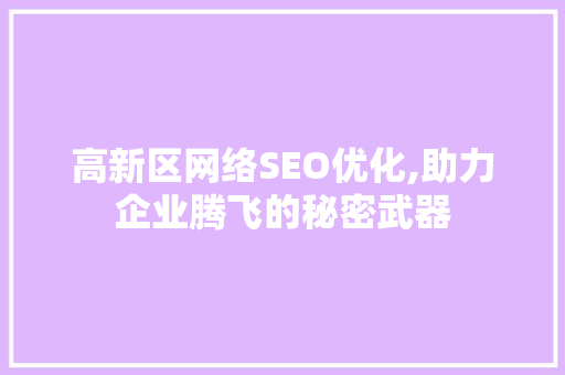 高新区网络SEO优化,助力企业腾飞的秘密武器