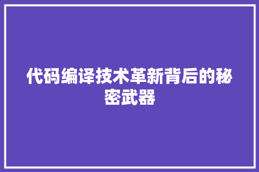 代码编译技术革新背后的秘密武器