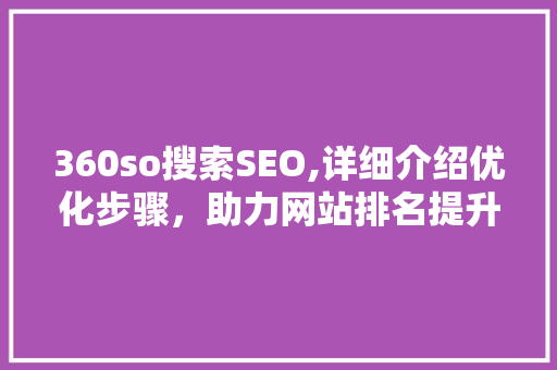 360so搜索SEO,详细介绍优化步骤，助力网站排名提升