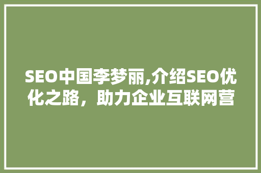 SEO中国李梦丽,介绍SEO优化之路，助力企业互联网营销腾飞