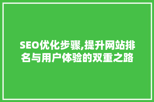 SEO优化步骤,提升网站排名与用户体验的双重之路