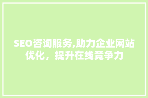 SEO咨询服务,助力企业网站优化，提升在线竞争力