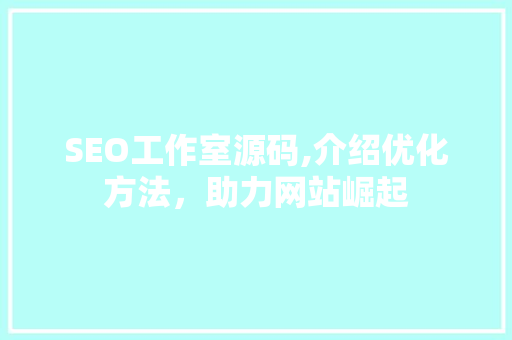SEO工作室源码,介绍优化方法，助力网站崛起