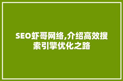 SEO虾哥网络,介绍高效搜索引擎优化之路