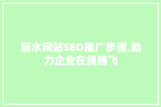 丽水网站SEO推广步骤,助力企业在线腾飞