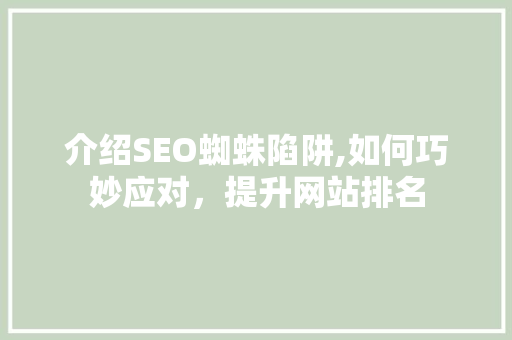 介绍SEO蜘蛛陷阱,如何巧妙应对，提升网站排名