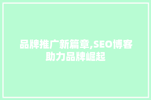 品牌推广新篇章,SEO博客助力品牌崛起