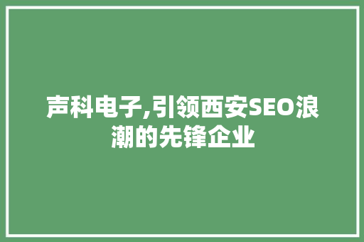 声科电子,引领西安SEO浪潮的先锋企业