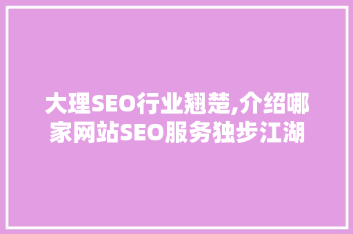 大理SEO行业翘楚,介绍哪家网站SEO服务独步江湖