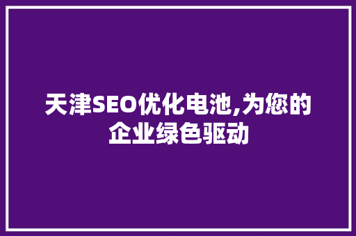 天津SEO优化电池,为您的企业绿色驱动