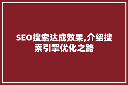 SEO搜索达成效果,介绍搜索引擎优化之路