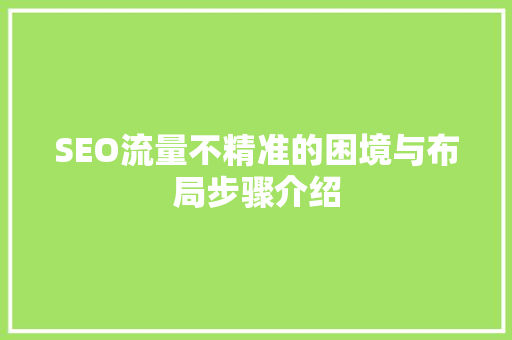 SEO流量不精准的困境与布局步骤介绍