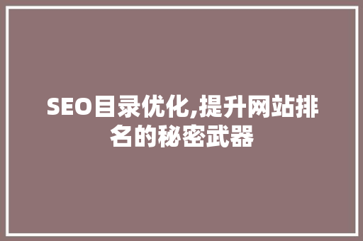 SEO目录优化,提升网站排名的秘密武器