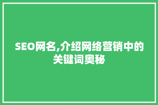 SEO网名,介绍网络营销中的关键词奥秘