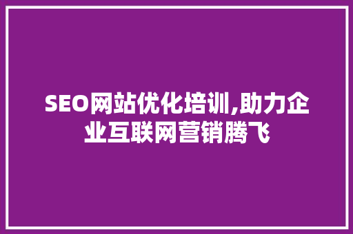 SEO网站优化培训,助力企业互联网营销腾飞