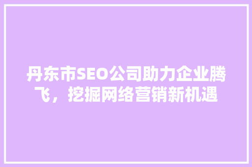 丹东市SEO公司助力企业腾飞，挖掘网络营销新机遇