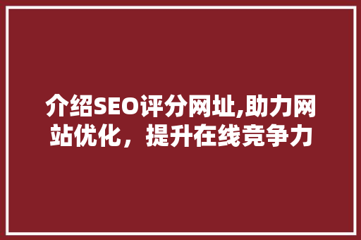 介绍SEO评分网址,助力网站优化，提升在线竞争力