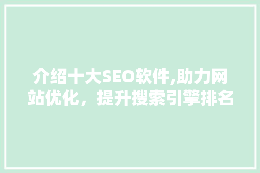 介绍十大SEO软件,助力网站优化，提升搜索引擎排名
