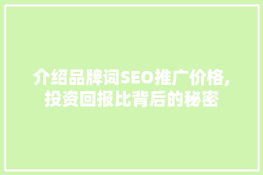 介绍品牌词SEO推广价格,投资回报比背后的秘密
