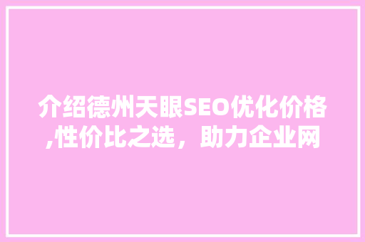 介绍德州天眼SEO优化价格,性价比之选，助力企业网络营销腾飞