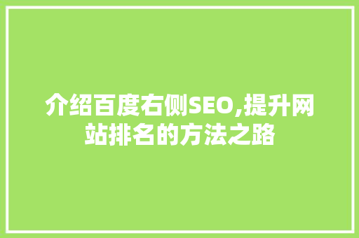 介绍百度右侧SEO,提升网站排名的方法之路