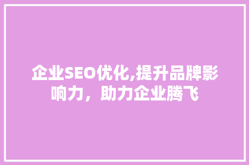 企业SEO优化,提升品牌影响力，助力企业腾飞