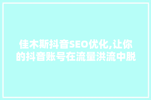 佳木斯抖音SEO优化,让你的抖音账号在流量洪流中脱颖而出