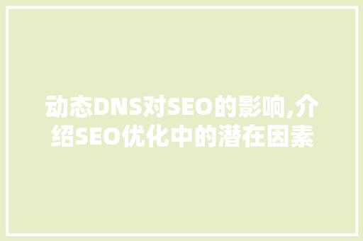 动态DNS对SEO的影响,介绍SEO优化中的潜在因素