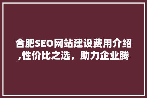 合肥SEO网站建设费用介绍,性价比之选，助力企业腾飞