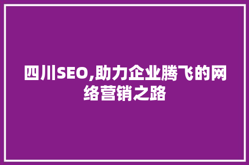 四川SEO,助力企业腾飞的网络营销之路