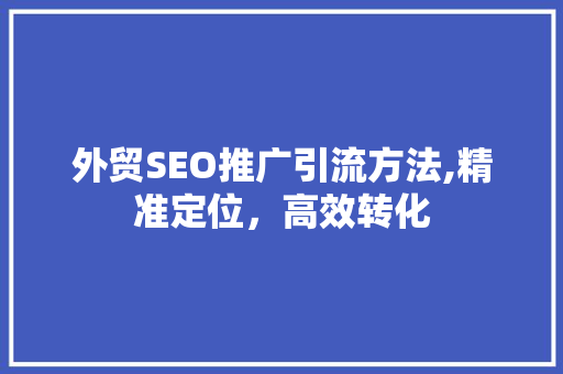 外贸SEO推广引流方法,精准定位，高效转化