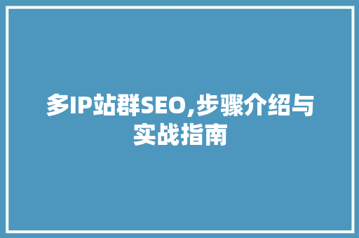 多IP站群SEO,步骤介绍与实战指南