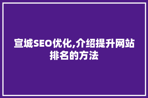 宣城SEO优化,介绍提升网站排名的方法