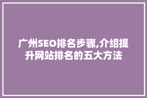 广州SEO排名步骤,介绍提升网站排名的五大方法