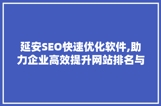 延安SEO快速优化软件,助力企业高效提升网站排名与流量