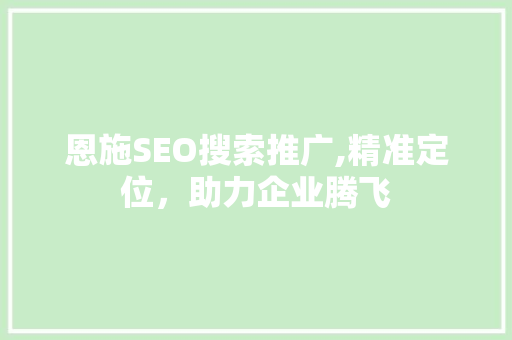 恩施SEO搜索推广,精准定位，助力企业腾飞