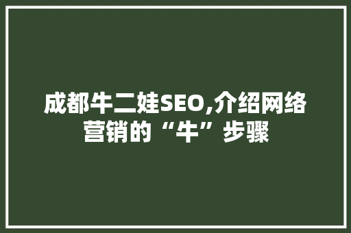 成都牛二娃SEO,介绍网络营销的“牛”步骤
