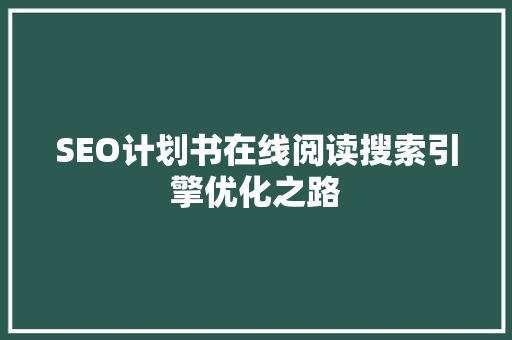 SEO计划书在线阅读搜索引擎优化之路