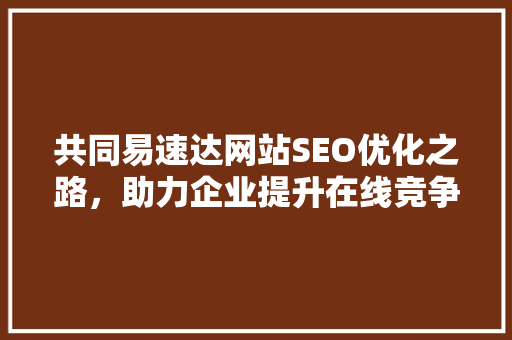 共同易速达网站SEO优化之路，助力企业提升在线竞争力