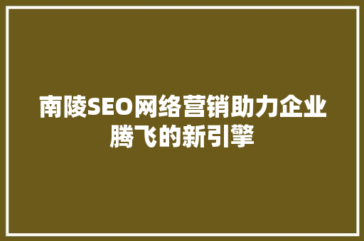 南陵SEO网络营销助力企业腾飞的新引擎