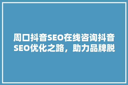 周口抖音SEO在线咨询抖音SEO优化之路，助力品牌脱颖而出