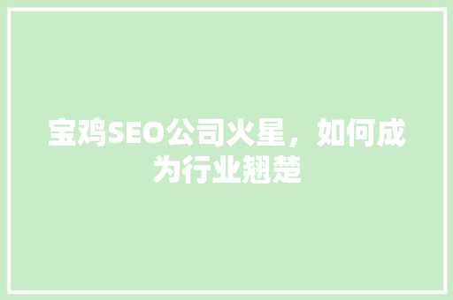宝鸡SEO公司火星，如何成为行业翘楚