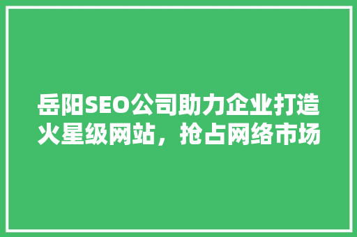 岳阳SEO公司助力企业打造火星级网站，抢占网络市场制高点  第1张