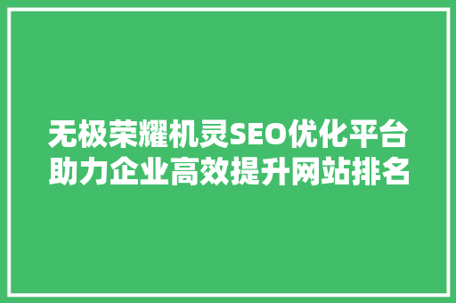 无极荣耀机灵SEO优化平台助力企业高效提升网站排名，开启网络营销新篇章  第1张