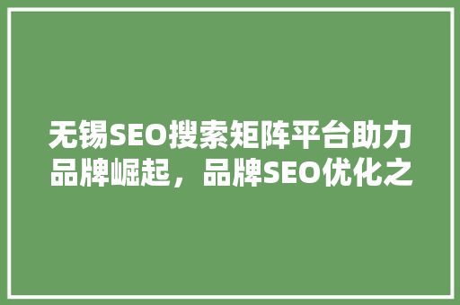 无锡SEO搜索矩阵平台助力品牌崛起，品牌SEO优化之路