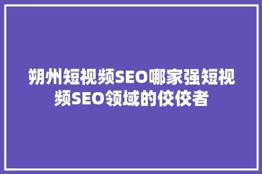 朔州短视频SEO哪家强短视频SEO领域的佼佼者