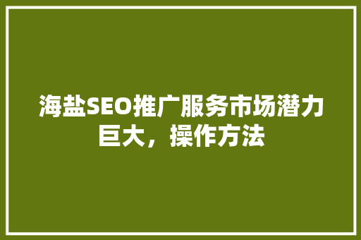 海盐SEO推广服务市场潜力巨大，操作方法